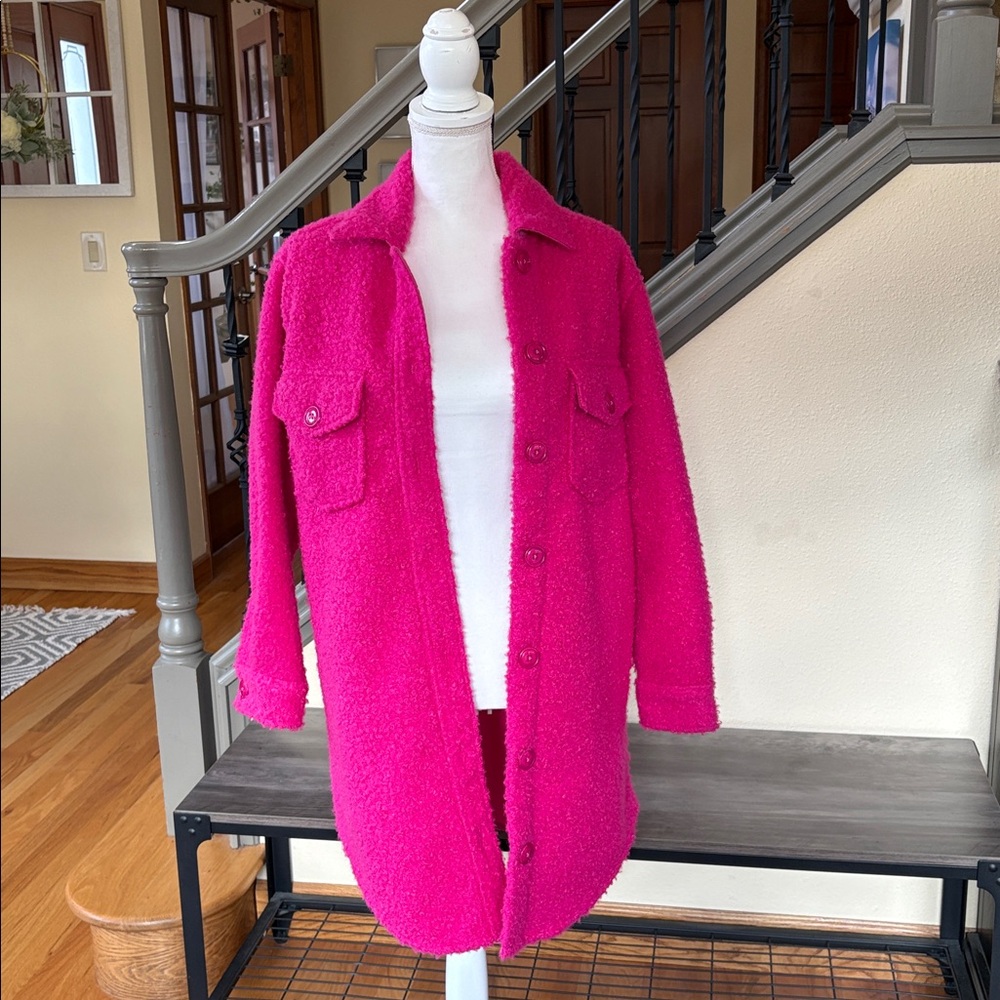 RD Style NWOT Pink Bouclé Shirt Jacket Size XS